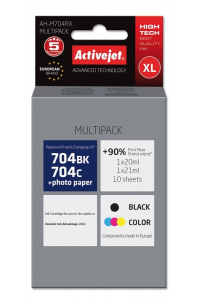 Obrázok pre Activejet AH-M704RX (náhradní inkoust HP 704 CN692AE, CN693AE; Premium; 1 x 20 ml, 1 x 21 ml; černý, barevný)