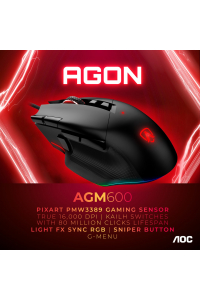 Obrázok pre AOC AGON AGM600 myš Hraní Pro praváky USB Typ-A Optický 16000 DPI