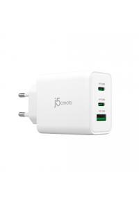 Obrázok pre J5create 65W GaN USB-C 3portová nabíječka - EU (2xUSB-C 1xUSB3.0; barva bílá) JUP3365E-EN