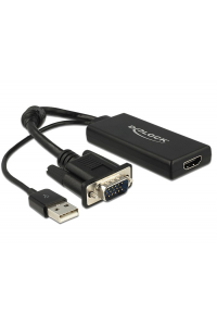 Obrázok pre DeLOCK 0.25m VGA+USB2.0-A/HDMI 0,25 m VGA (D-Sub) + USB Černá