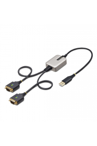 Obrázok pre StarTech.com 2P1FFC-USB-SERIAL kabelová redukce USB-A 2 x DB-9 RS-232 Černá, Šedá