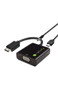 Obrázok pre Techly IDATA HDMI-VGA4 adaptér k video kabelům VGA (D-Sub) HDMI Type C (Mini) Černá