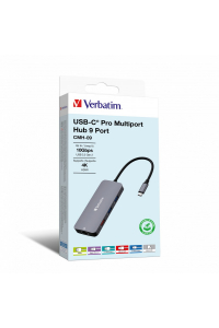 Obrázok pre Verbatim CMH-09 USB typu C 10000 Mbit/s Stříbrná