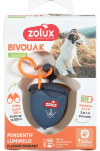 Obrázok pre ZOLUX Bivouak Luminous Collar Přívěsek Ořech LED USB modrá - psí známka - 6x4x3 cm