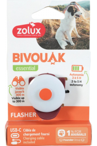 Obrázok pre ZOLUX Bivouak Svítící přívěsek na obojek LED USB červený – adresa pro psa – 8,9x3,7x1,9 cm