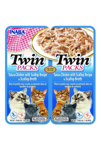 Obrázok pre INABA CAT Twin tuňák s kuřecím a mušlemi v bujónu – pochoutka pro kočky – 2x40g