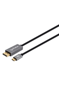 Obrázok pre Manhattan 354844 adaptér k video kabelům 2 m USB typu C DisplayPort Černá, Stříbrná