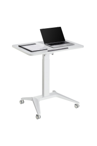 Obrázok pre Maclean MC-453 W Mobile Laptop Desk with Pneumatic Height Adjustment, Laptop Table with Wheels, 80 x 52 cm, Max. 8 kg, Height Adjustable Max. 109 cm (White)