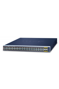 Obrázok pre PLANET GS-4210-48P4S síťový přepínač Řízený L2/L4 Gigabit Ethernet (10/100/1000) Podpora napájení po Ethernetu (PoE) 1U Modrá