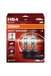 Obrázok pre Bulb (Set of 2) HB4 12V 51W P22D Up to 150m. Beam Length, Up to 150% More Brightness, Up to 20% Whiter Light Night Breaker Laser, White