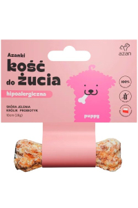 Obrázok pre AZANKI Hypoalergenní kost z jelení kůže s králíkem a probiotikem Puppy - pochoutka pro psa - 10 cm