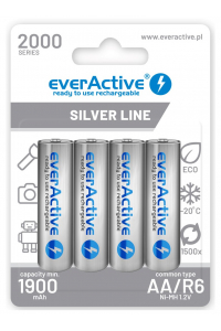 Obrázok pre Nabíjecí baterie everActive Ni-MH R6 AA 2000 mAh Silver Line