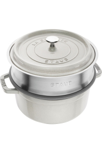 Obrázok pre Round cast iron pot with Staub insert - 3.8 ltr, White truffle
