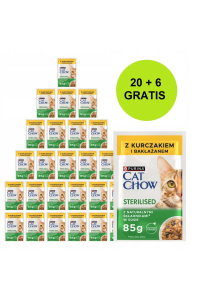Obrázok pre PURINA Cat Chow Sterilised with chicken and eggplant in sauce - mokré krmivo pro kočky - 26x85g (20 + 6 GRATIS)