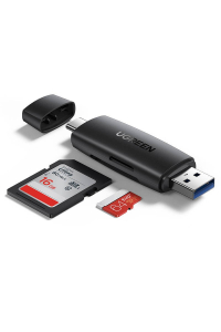 Ugreen adaptér čtečka karet SD / micro SD (USB-A / USB-C) černý (CM304) Obrázok pre Ugreen adaptér čtečka karet SD / micro SD (USB-A / USB-C) černý (CM304)