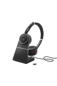 Jabra Evolve 75 SE Sluchátka s mikrofonem Kabelový a bezdrátový Přes hlavu Hovory/hudba Bluetooth Nabíjecí podstavec Černá Obrázok pre Jabra Evolve 75 SE Sluchátka s mikrofonem Kabelový a bezdrátový Přes hlavu Hovory/hudba Bluetooth Nabíjecí podstavec Černá