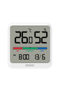Obrázok pre SAVIO čidlo teploty a vlhkosti, pro vnitřní použití, LCD displej, hodiny, datum, rukojeť s magnetem, CT-01/W White