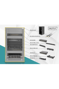 Network set: wall cabinet 12U shelf switch blk Obrázok pre Network set: wall cabinet 12U shelf switch blk