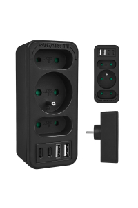 Obrázok pre Proudová zásuvka x3 + 4xUSB Maclean, 3-zásuvkový rozdělovač, 2xUSB A, 2xUSB C PD 20W, 1x16A + 2x6A, MCE248 F/B