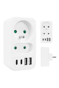 Obrázok pre Proudová zásuvka Maclean x2 + 4xUSB, rozbočovač se 2 zásuvkami, 2xUSB A, 2xUSB C PD 20W, 1x16A + 1x6A, MCE249 F/W