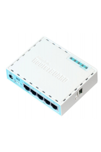 Obrázok pre Mikrotik RB750GR3 router zapojený do sítě Gigabit Ethernet Tyrkysová, Bílá