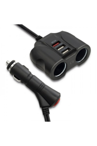 Qoltec 50640 Nabíječka do auta 12-24V | 34W | 5V | 2.4A | 2xUSB | 1xUSB QC3.0 | 2x zapalovač cigaret + kabel 0,9 m Obrázok pre Qoltec 50640 Nabíječka do auta 12-24V | 34W | 5V | 2.4A | 2xUSB | 1xUSB QC3.0 | 2x zapalovač cigaret + kabel 0,9 m