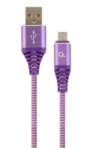 Obrázok pre Gembird CC-USB2B-AMMBM-1M-PW USB kabel USB 2.0 Micro-USB B USB A Fialová, Bílá