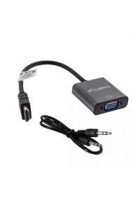 Obrázok pre Lanberg AD-0017-BK adaptér k video kabelům 0,2 m VGA (D-Sub) HDMI Typ A (standardní) Černá