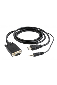 Obrázok pre Gembird A-HDMI-VGA-03-10 adaptér k video kabelům 3 m HDMI + 3.5mm VGA (D-Sub) Černá