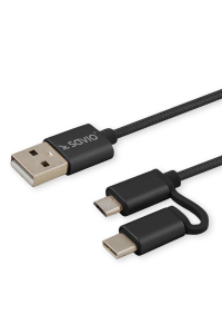 Obrázok pre Savio CL-128 USB kabel 1 m USB 2.0 USB A USB C/Micro-USB A Černá