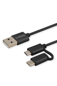 Obrázok pre Savio CL-128 USB kabel USB 2.0 1 m USB A USB C/Micro-USB A Černá