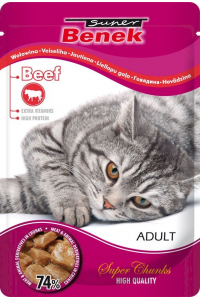 Obrázok pre SUPER BENEK Hovězí v omáčce - vlhké krmivo pro kočky - 100 g