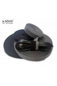 Obrázok pre Organizér kabelů Savio, páska, suchý zip, černá, 10 m OC-01/B 1 ks.