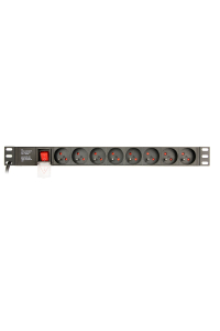 Obrázok pre EnerGenie EG-PDU-014-F Jednotka rozvaděče napájení (8 zásuvek FR, 1U, 16A, zástrčka Schuko, 3 m, černá barva)