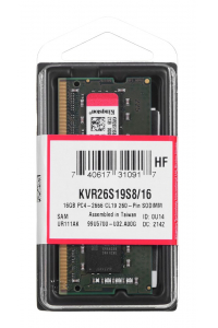 Obrázok pre Kingston Technology KVR26S19S8/16 paměťový modul 16 GB 1 x 16 GB DDR4 2666 MHz