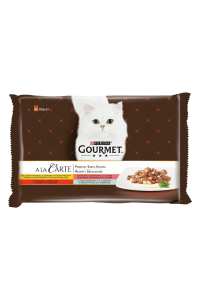 Obrázok pre GOURMET A la Carte Chicken, Trout, Beef, and Fish - mokré krmivo pro kočky - 4 x 85 g