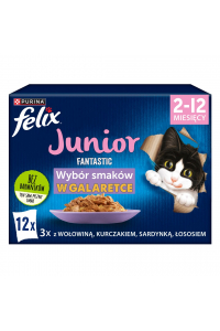 Obrázok pre Felix Fantastic Želatinové krmivo pro koťata Hovězí, kuře, losos, sardinka - 12x 85 g