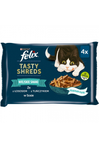 Obrázok pre FELIX Tasty Shreds s lososem a tuňákem - 4x 80g