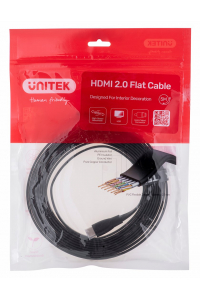 Obrázok pre UNITEK HDMI CABLE 2.0 4K60HZ FLAT 5M C11063BK-5M - Kabel - Digital/Display/Video HDMI kabel 5 m HDMI Typ A (standardní) Černá