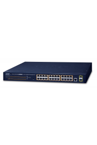 Obrázok pre PLANET GS-4210-24P2S síťový přepínač Řízený L2/L4 Gigabit Ethernet (10/100/1000) Podpora napájení po Ethernetu (PoE) 1U Modrá
