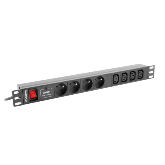 Obrázok pre Lanberg PDU-04E04I-0200-BK napěťová distribuční jednotka (PDU) 4 AC zásuvky / AC zásuvek 1U Černá