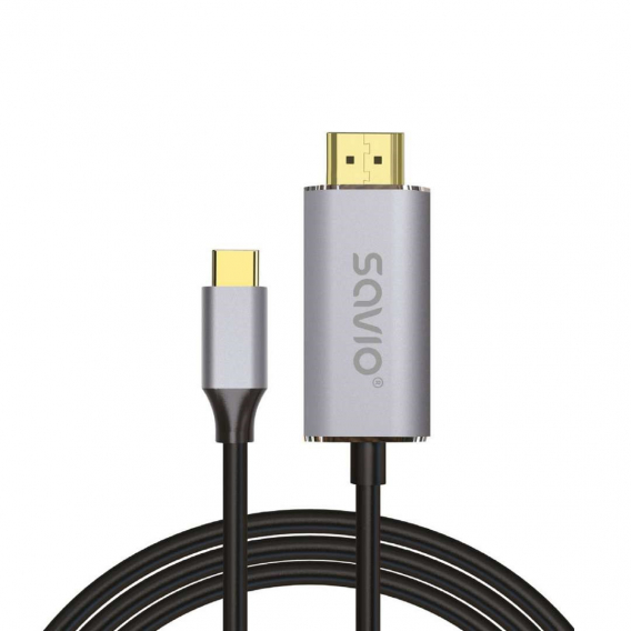 Obrázok pre Kabel USB-C na HDMI 2.0B, 2 m, stříbrná / černá, zlaté koncovky, SAVIO CL-171