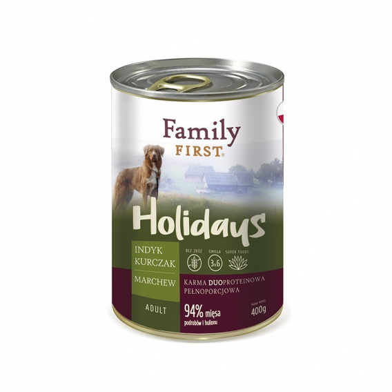 Obrázok pre FAMILY FIRST Holidays Adult Turkey, chicken, carrot - Mokré krmivo pro psy - 400 g