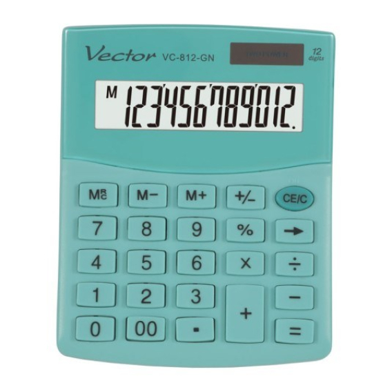 Obrázok pre KANCELÁŘSKÁ KALKULAČKA VECTOR KAV VC-812 GN ZELENÁ