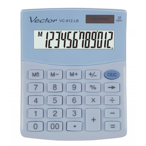 Obrázok pre KANCELÁŘSKÁ KALKULAČKA VECTOR KAV VC-812 LB LIGHT BLUE