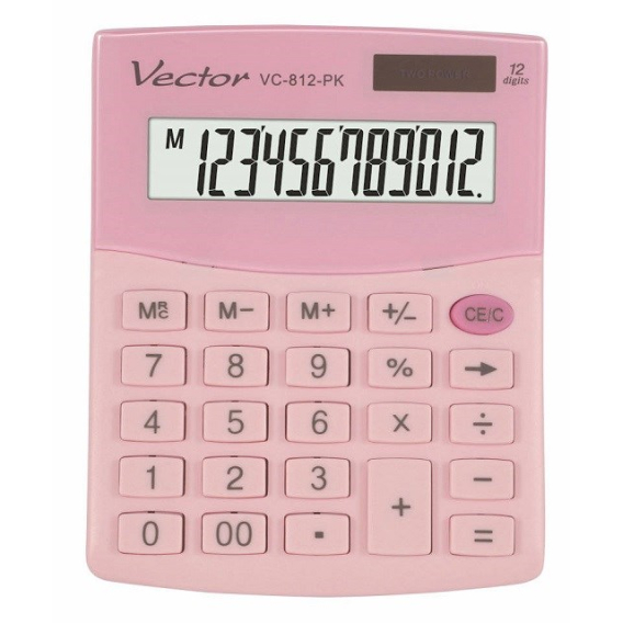 Obrázok pre KANCELÁŘSKÁ KALKULAČKA VECTOR KAV VC-812 PK RŮŽOVÁ