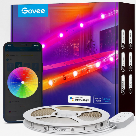 Obrázok pre Govee RGBIC Wi-Fi + Bluetooth LED Strip Lights With Protective Coating Chytrý světelný pásek Wi-Fi/Bluetooth