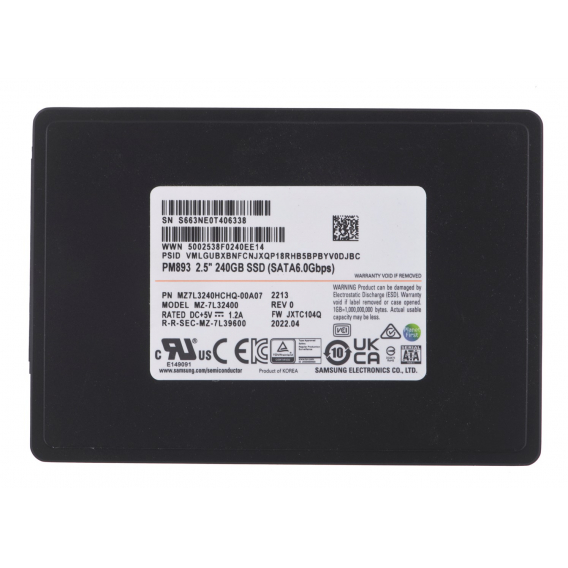 Obrázok pre SSD Samsung PM893 240GB SATA 2.5" MZ7L3240HCHQ-00A07 (DWPD 1)