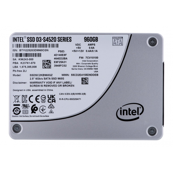 Obrázok pre SSD Solidigm (Intel) S4520 960GB SATA 2.5" SSDSC2KB960GZ01 (DWPD up to 3)