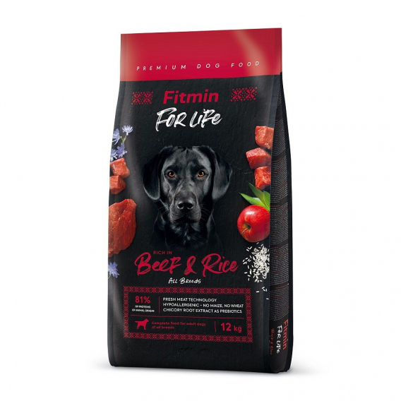 Obrázok pre FITMIN Dog for life Beef & Rice - suché krmivo pro psy - 12 kg